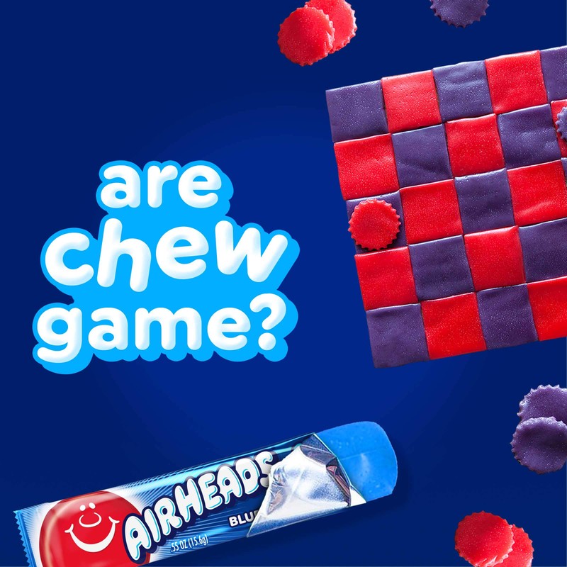 Airheads Candy, Blue Raspberry Flavor, Individually Wrapped Full Size Bars,