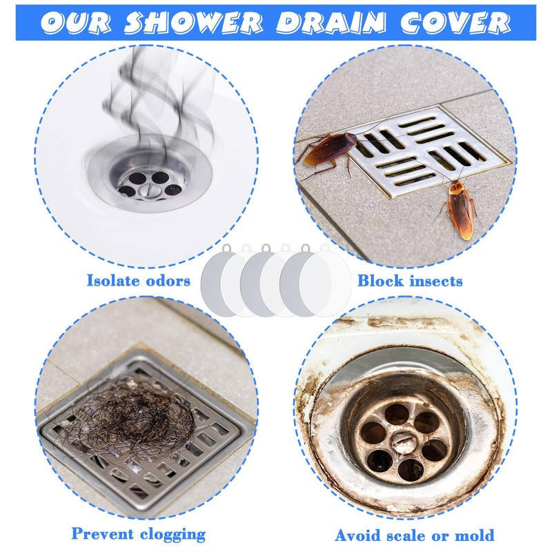 Yinkin 6 Pcs Shower Drain Cover Floor Drain Cover to