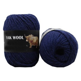 LONGJUN 4 Skeins Yak Wool Yarn, Medium Worsted Weight, 25% Yak 50% Wool 25% Acrylic, 480yds/400g (Navy Blue)