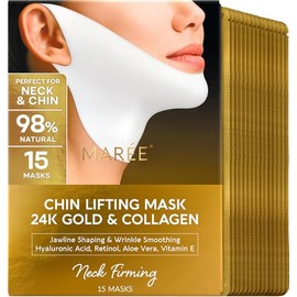 MAREE Mascarilla reafirmante V Line con oro de 24 quilates – Mascarilla facial de colágeno profundo para mujeres – Mascarilla moldeadora de mandíbula con retinol y ácido hialurónico – Reafirmante y te