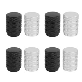 8 Pcs Tyre Valve Caps – Universal Aluminum Car Dust Caps for Car Tyres, Anti-Corrosion Valve Stem Covers in Black & Silver – Durable Dustproof Valve Caps for Cars, Bikes, Motorcycles