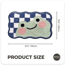 Cute Bath Mat for Bathroom, Super Soft Carpet Microfiber Shaggy Mat, Cartoon Bath Rug Fluffy Non Slip Water Absorbent Plush Rug Thick Washable Area Rug, 19.6 x 31.5 Inches, Frog