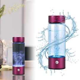 Hydrogen Water Bottle, Portable Hydrogen Water Bottle Generator, Ion Water Bottle Improve Water Quality in 3 Minutes, Water Ionizer Machine Suitable for Daily Drinking (Rose Red), H20G0