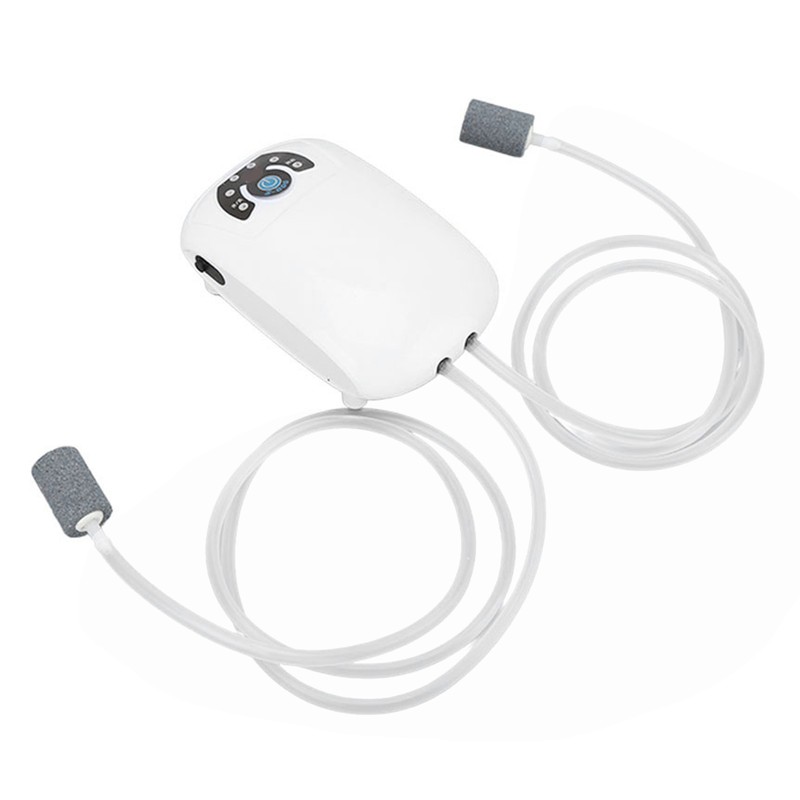Aquarium Oxygen Pump Silent 2 Outlets Small Portable Fish Tank