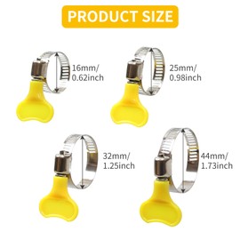 Stainless Steel Tightening Pipe Clips,16 PCS Hose Clips Set 4 Size Hose Clips Set Adjustable Hose Clips Set Pipe Clamps Hose Clamps for Securing Home Gas Flexible Connections 16/25/32/44mm