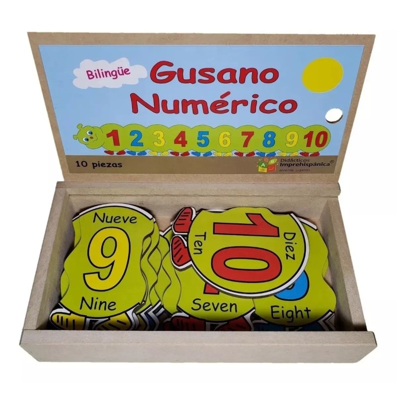 D. Imprehispanica Rompecabezas Gusano Numérico Bilingüe, Juego Mesa Didáctico