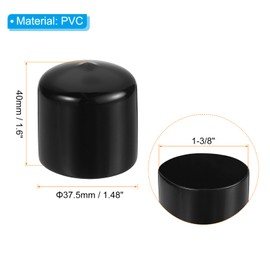 PATIKIL 1 3/8" ID Round Rubber End Caps, 8 Pcs Rubber Bolt Covers Caps PVC Rubber Screw Covers Flexible Screw Thread Protector Caps for Metal Tube Rod Bolt, Black