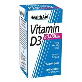 HEALTH AID VITAMIN D3 20,000IU. FOR STRONG& HEALTHY BONES 30CAPSULES
