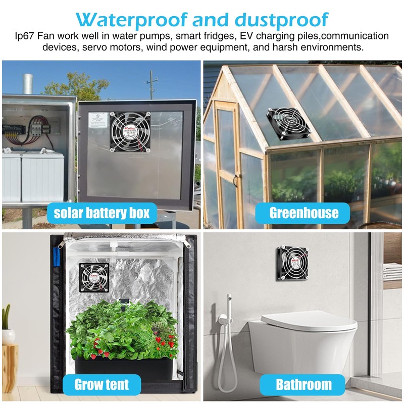 Wathai 120mm x 38mm 12V Waterproof Exhaust Fan Dual Ball