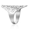 925 Sterling Silver Large Long 30MM Filigree Swirl Ring -