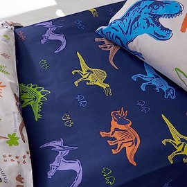Catherine Lansfield Prehistoric Dinosaurs Single Fitted Sheet Blue