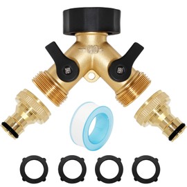 2 Wege Verteiler Wasser 3/4 Zoll, Wasserhahn Adapter, Separatem Schalter, Wasseranschluss Verteiler, Wasserdurchfluss Regulier- und Absperrba auf Waschmaschine, Küche, Garten, Rasen Wasserhähne