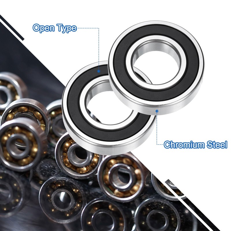 sourcing map 6206-2RS Deep Groove Ball Bearings, 2pcs 30mm I.D