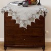 URROMA Linen Round Beige Table Cover with Lace Trim,Table Decor