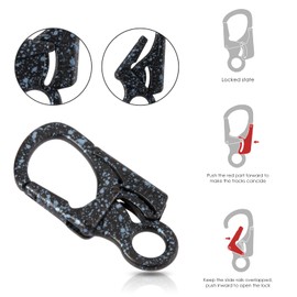 Ahiller Carabiner Clip, Double Anti-Misopening Locking Design, 3" Zinc Alloy Heavy Keychain for Outdoor Camping Hiking, Key Ring Clip (Black Blue-4P)
