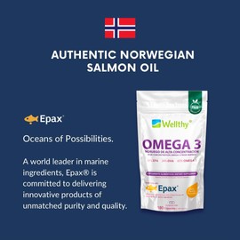 🌊 Wellty Omega 3 Salmón Noruego Epax® – Ultra Concentrado, Ultra Puro ✨ | 180 Cápsulas