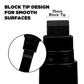 Jumbo Acrylic Paint Markers Pen,15mm Felt Tip Markers Water Based Paint Pens For Wood, Rock,Plastic and Almost All Solid Surfaces,Black Paint Pen For Artists, Students, Teenagers & Adults