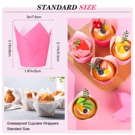 Havawish 500 Pcs Light Pink Tulip Cupcake Liners, CupCake Baking Liners in Standard Size Greaseproof Cupcake Wrappers Muffin Liner Holders for Baking Cups Baby Shower Wedding Birthday Party