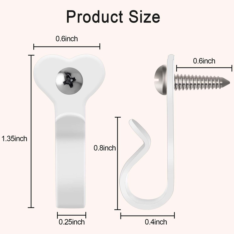 Dreecy 30 Packs White String Light Hooks for Outside, Stainless