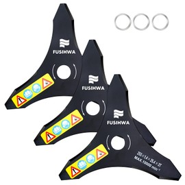 FUSIHWA 3-Set 10" x 3 Teeth Carbon Steel Brush Cutter Blade for Weedeater, Thickness 1.4mm,Weed Eater Trimmer Blade Attachment for 25.4mm or 20 mm Arbor Compatible with Stihl,Husqvarna, Ego, and More
