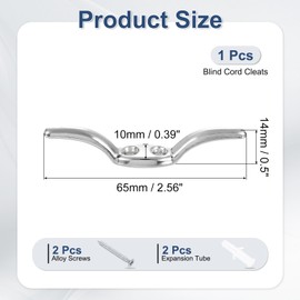 uxcell 65x10mm Blind Cord Cleats, Blind String Safety Rope Zinc Alloy Holder, Window Cord Hooks with Screws for Curtains Sun Shades Ropes, Silver