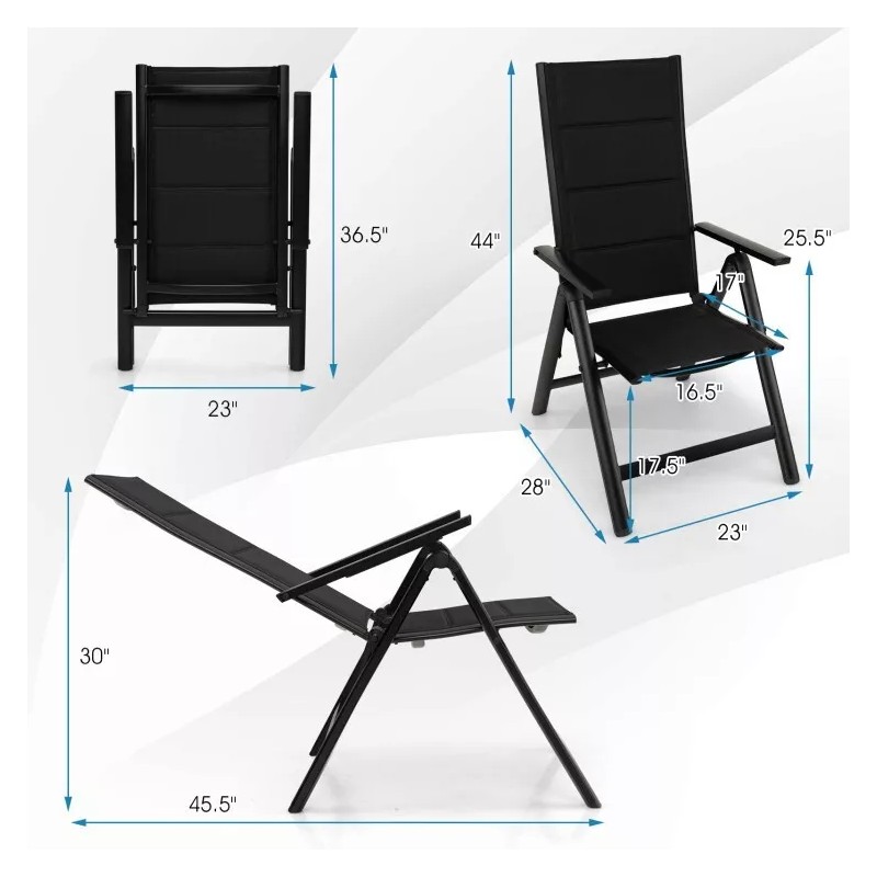 Costway Patio Outdoor Dining Chair High Back Armchair w/7 Position