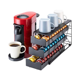 FlagShip for Nespresso Pod Holder Vertuo Pod Drawer Large Mullti Tier Coffee Pod Holder(3 Tier (60Pods Capacity))
