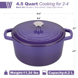 VORRINGARD Enameled Cast Iron Dutch Oven Pot with Lid, for Bread Baking, Round Bread Oven- include Sourdough Bread Baking Supplies Set, 4.5QT, Purple