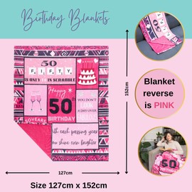 Unique Birthday Blanket for Women – Perfect 50th Birthday Gifts for Women, Birthday Gifts for Her, Gift Ideas for Women Celebrating Milestones: 30th, 40th, 50th Birthday Gifts (50th birthday)