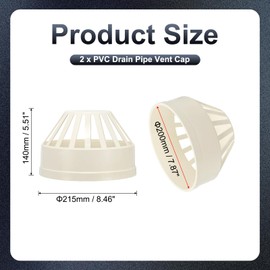 PATIKIL 2 Pcs PVC Drain Pipe Vent Cap, 8 Inch Vent Pipe End Cap Cover Roof Round Chimney Air Vent Covers for DWV Pipe Fitting Ventilation Exhaust System, White