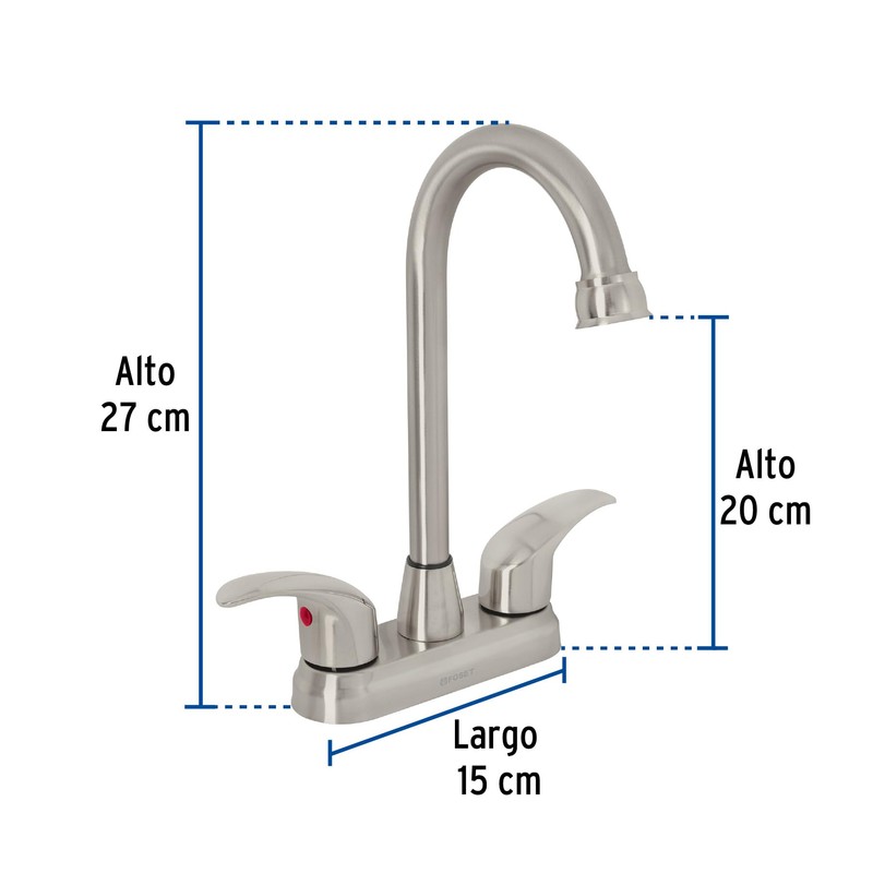 Foset Aqua AQM-62N Mezcladora satín 4" para lavabo, tipo bar,