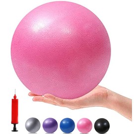 XIECCX 9 Inch Mini Exercise Pilates Yoga Balls Therapy Balance Micropore Ball Barre Equipment for Home Stability Physical Core Training with Pump(Pink)