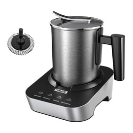 FUNLAVIE 4-in-1 Electric Milk Frother and Steamer, 400ml(13.5oz) Stainless Steel Pitcher with Auto Shut-Off, Hot & Cold Foam Maker and Milk Warmer for Lattes, Cappuccinos, Macchiato, Dishwasher Safe