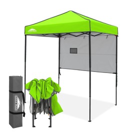 EAGLE PEAK Instant Pop Up Canopy with Adjustable Sun Wall 6x4, Straight Lightweight Compact Portable Tent with Carry Bag, Fluorescent Green