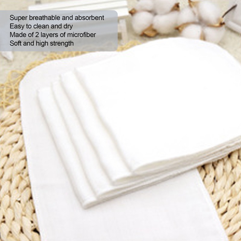 10Pcs Washable Baby Diapers Reusable Quick Absorbent 2‑Layer Superfine Fiber