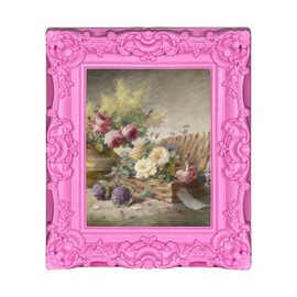 HAOYUANFRAME Vintage Picture Frame Pink 6x8 Antique Photo frame with Acrylic Glass for Photo Display Baroque Tabletop Wall Hanging Home Decor Picture Frames