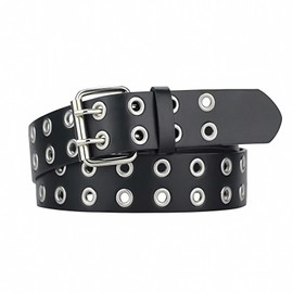 PANYI Black Rivet Belt Women's 110 cm Studded Belt Double Hole Rivet Belt Punk Belt Used to Match Various Dresses and Jeans, black, 110