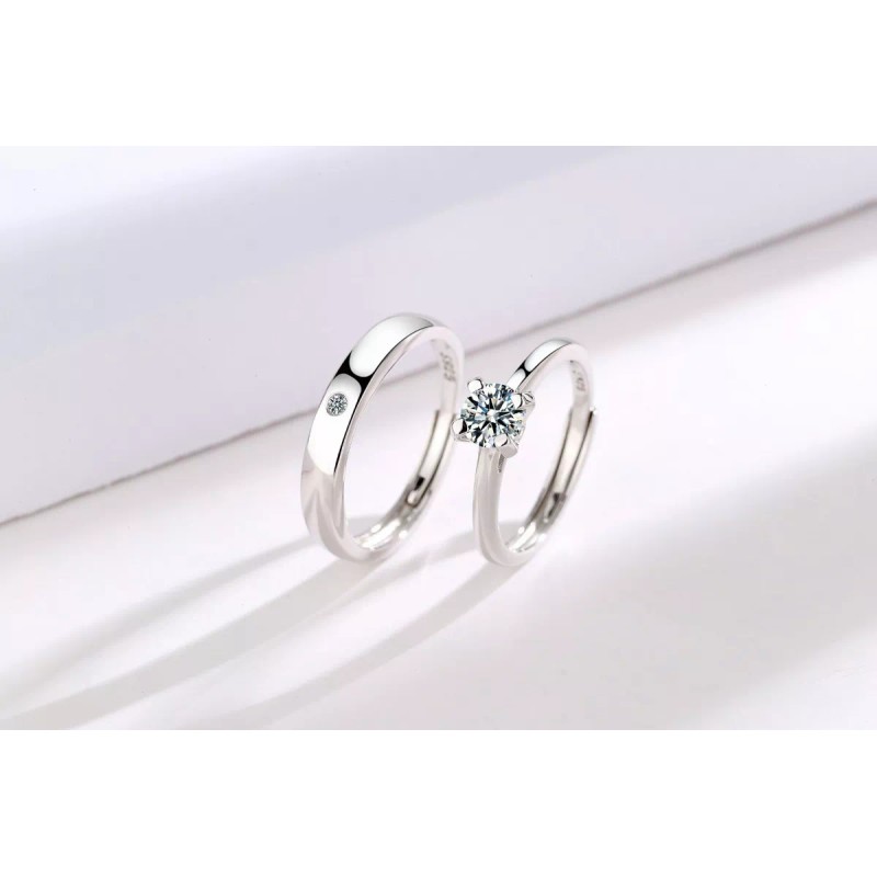 Monbelle 2 Anillos Duo Promesa Plata Fina 925 Amor Parejas