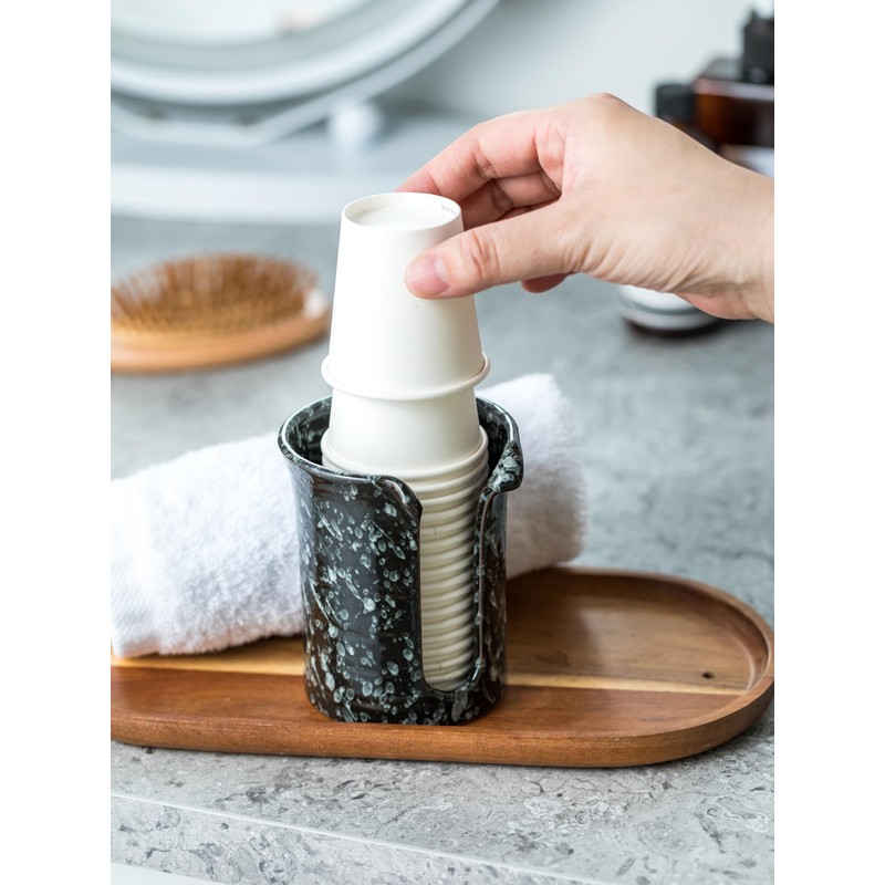 YHOJOY Bathroom Cup Dispenser 3 Oz, Ceramic Bathroom Cup Holder