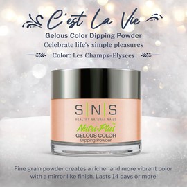 SNS Healthy Natural Nails SNS Nail Dip Powder, Gelous Color Dipping Powder - Les Champs-Elysees (Natural Nudes/Light Beige, Shimmer) - Long-Lasting Dip Nail Color Lasts 14 Days - Low-Odor & No UV Lamp Required - 1 OZ