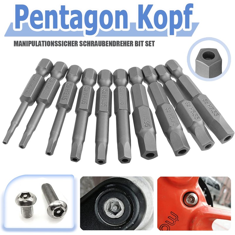 Mesee 5-Point Screwdriver Bit, Magnetic 5 Point Torx Security Head,