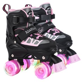Kids Roller Skates for Girls and Boys, 4 Sizes Adjustable Roller Skates with Light up Wheels, Outdoor & Indoor Roller Skates for Kids Children Beginners,Patines para Niñas Niños