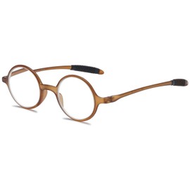 ABETOS Lesebrille Rund Klein Herren Damen Retro Lesebrillen TR90 Flexibel Leicht Vollrandbrille Mini Vintage Computer Sehhilfe Lesehilfe (Braun+1.5)