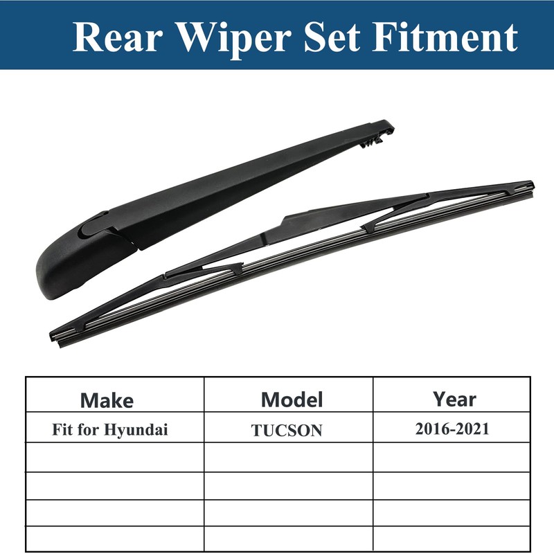 Rear Windshield Wipers Blade Arm Set, Replacement for Hyundai Tucson