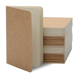 TWONE Pocket Notebook, 24 Pack Softcover Small Notebook for Taking Notes, Plain Paper, 30 Sheets, 3-1/2” x 5-1/2”, Kraft Brown Cover