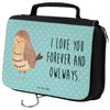 Mr. & Mrs. Panda Owl Toiletry Bag, turquoise, Hand drawn