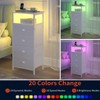 sthmec Nightstand with Charging Station,LED White Nightstand with 4 Fabric