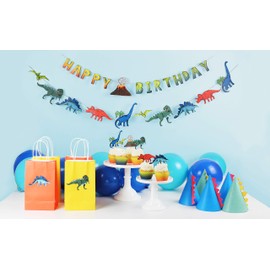 Dinosaur Party - Happy Birthday Banner | Volcano Party Bunting | Dinosaur Birthday Party Supply for children | Age Number Customization