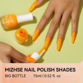 MIZHSE Bright Nail Polish: Neon Orange Quick Dry Nail Polish Air Dry Fast, 15ml/0.5 fl oz Regular Water-based Nail Lacquer Non-Gel Full Coverage High Glossy Manicure DIY Nail Art Salon Ideal Gift