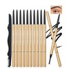 Eyebrow Pencil-12Pcs Black Retractable Eye Brow Pencil,Dual-Sided Brow Brush,Long-Lasting Waterproof,Ultra-Fine Eyebrow Pen for Define Shape and Fill Brows,Create Natural Eye Brow Makeup for Women-01